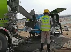 上海寶冶雄安新區(qū)基坑支護濕噴機施工現(xiàn)場